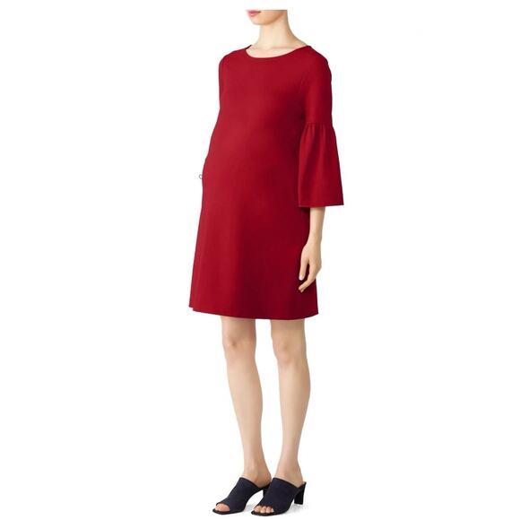 Ingrid & Isabel Bell Sleeve Maternity Dress‎ Red Rent the Runway Size XS - Picture 1 of 7